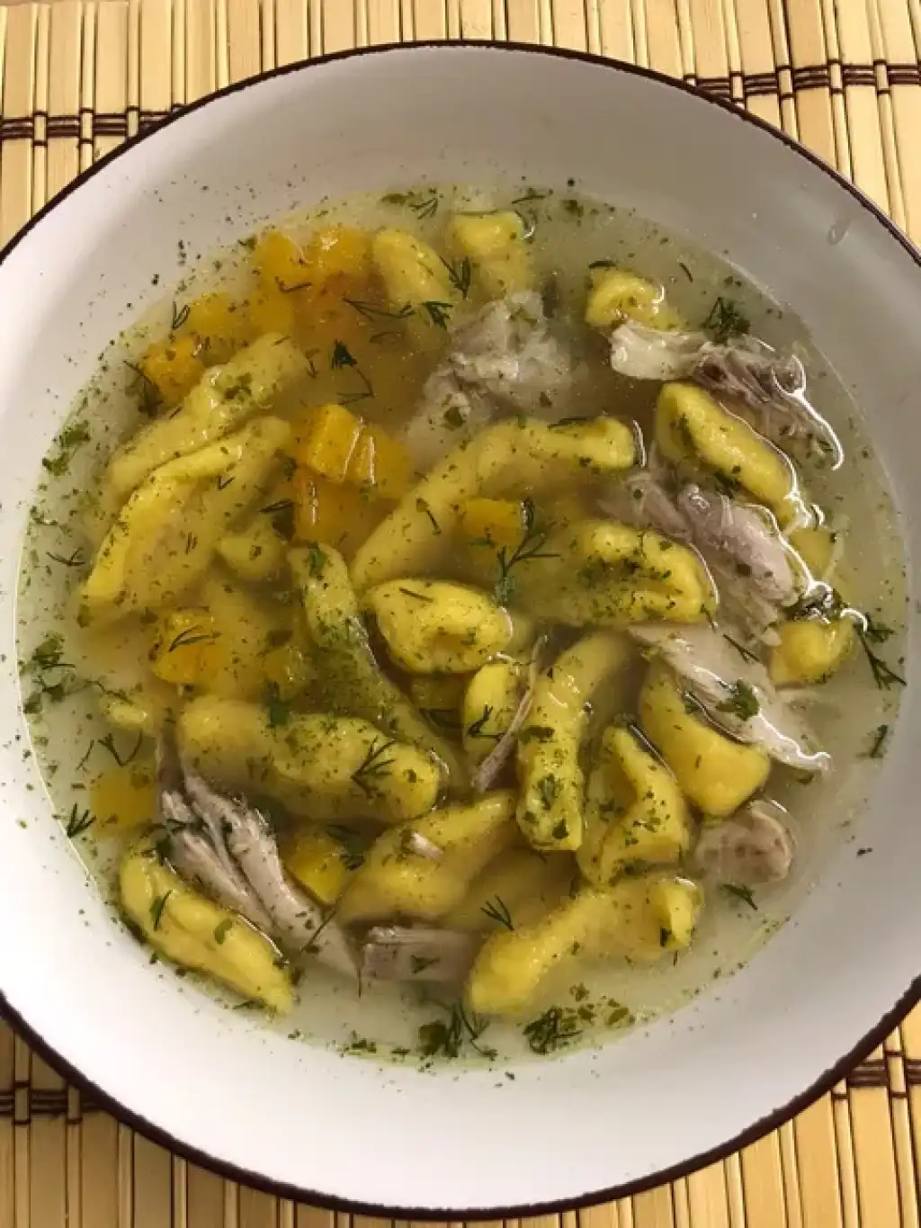 Рецепт курячого бульйону з гарбузовими галушками