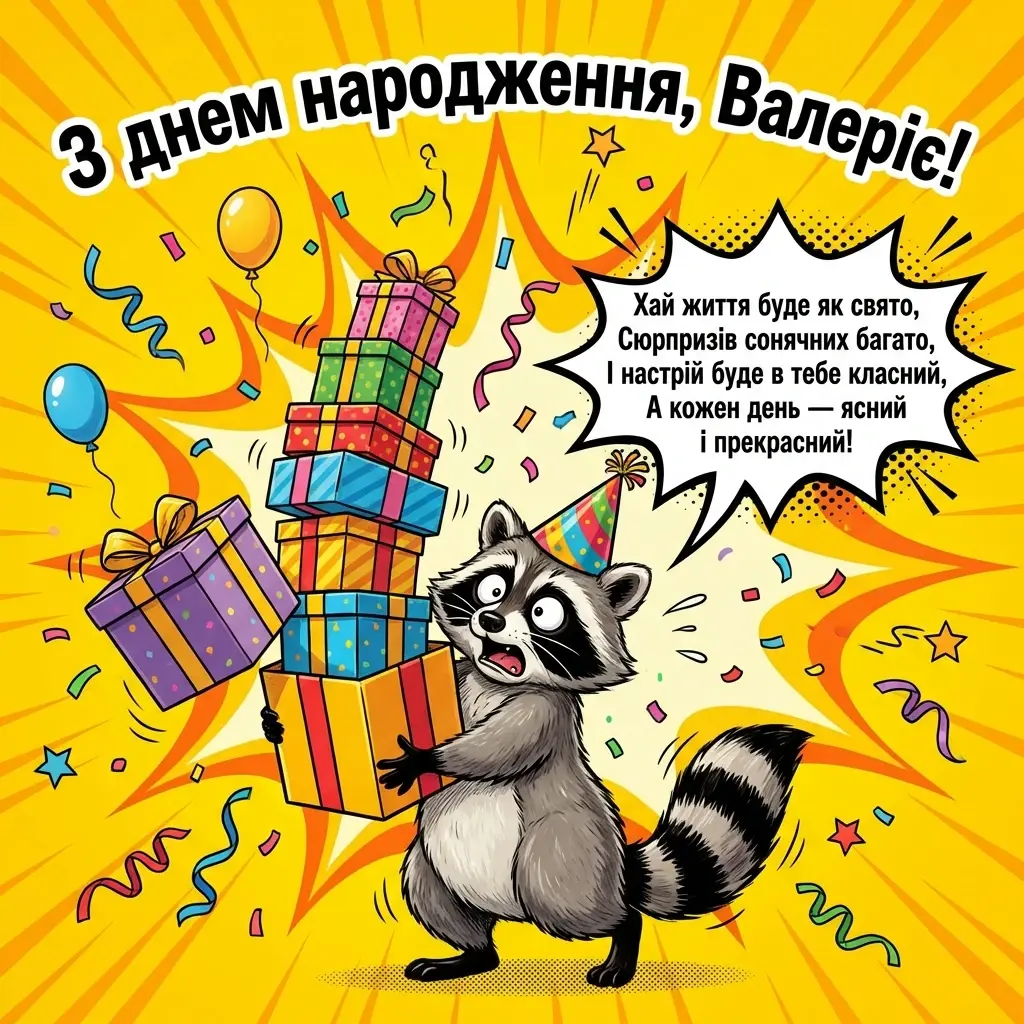 з днем народження, Валеріє українською (жінці)