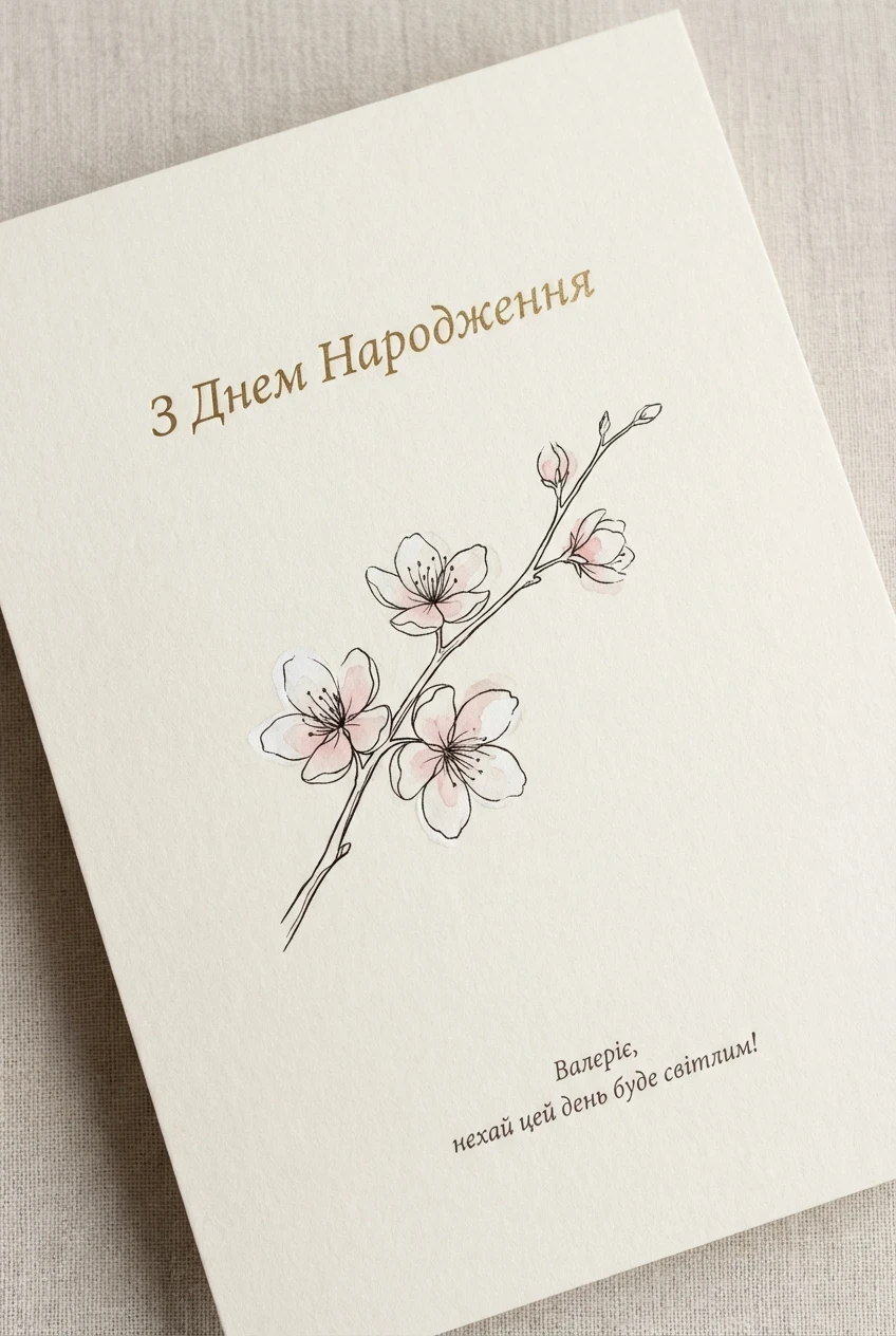 з днем народження, Валеріє українською (жінці)