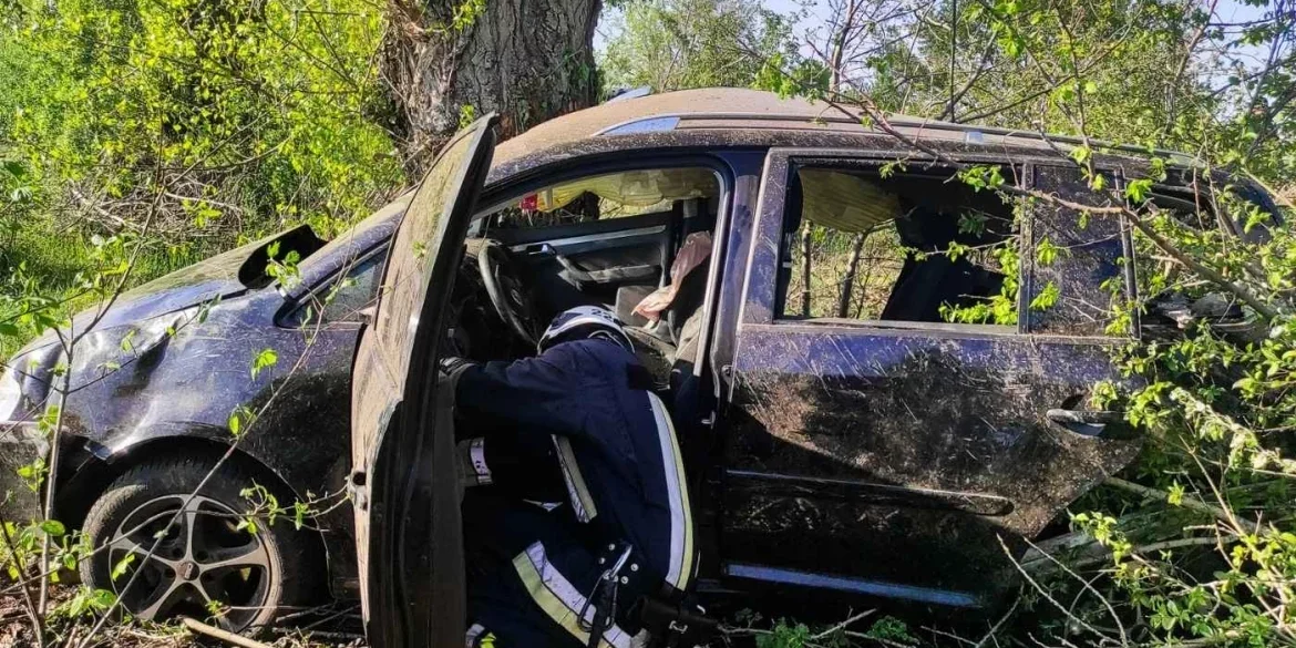 Рятувальники деблокували водія з понівеченої автівки після зіткнення з деревом на Вінниччині