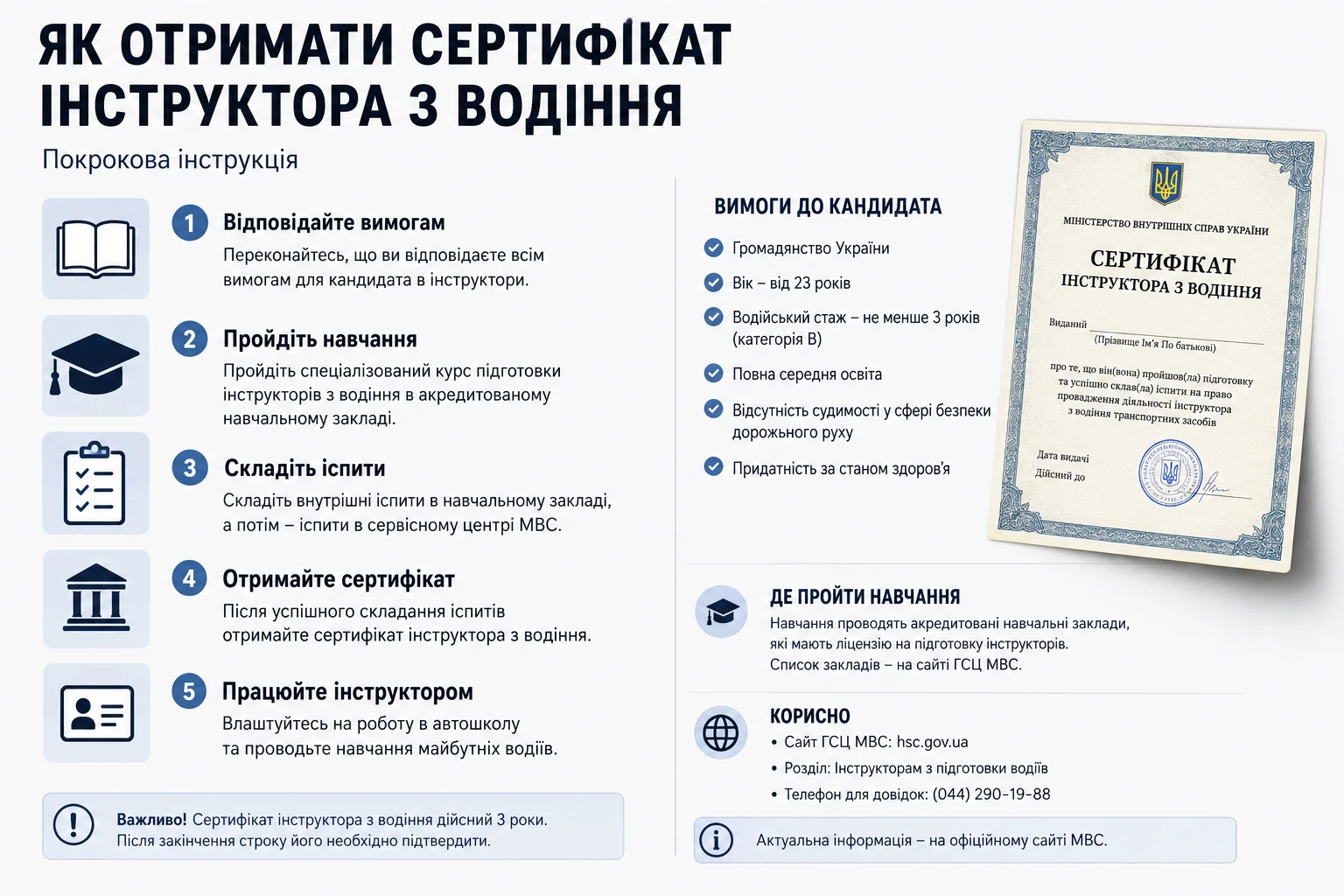 Отримання сертифіката інструктора: вимоги, іспити та необхідні документи