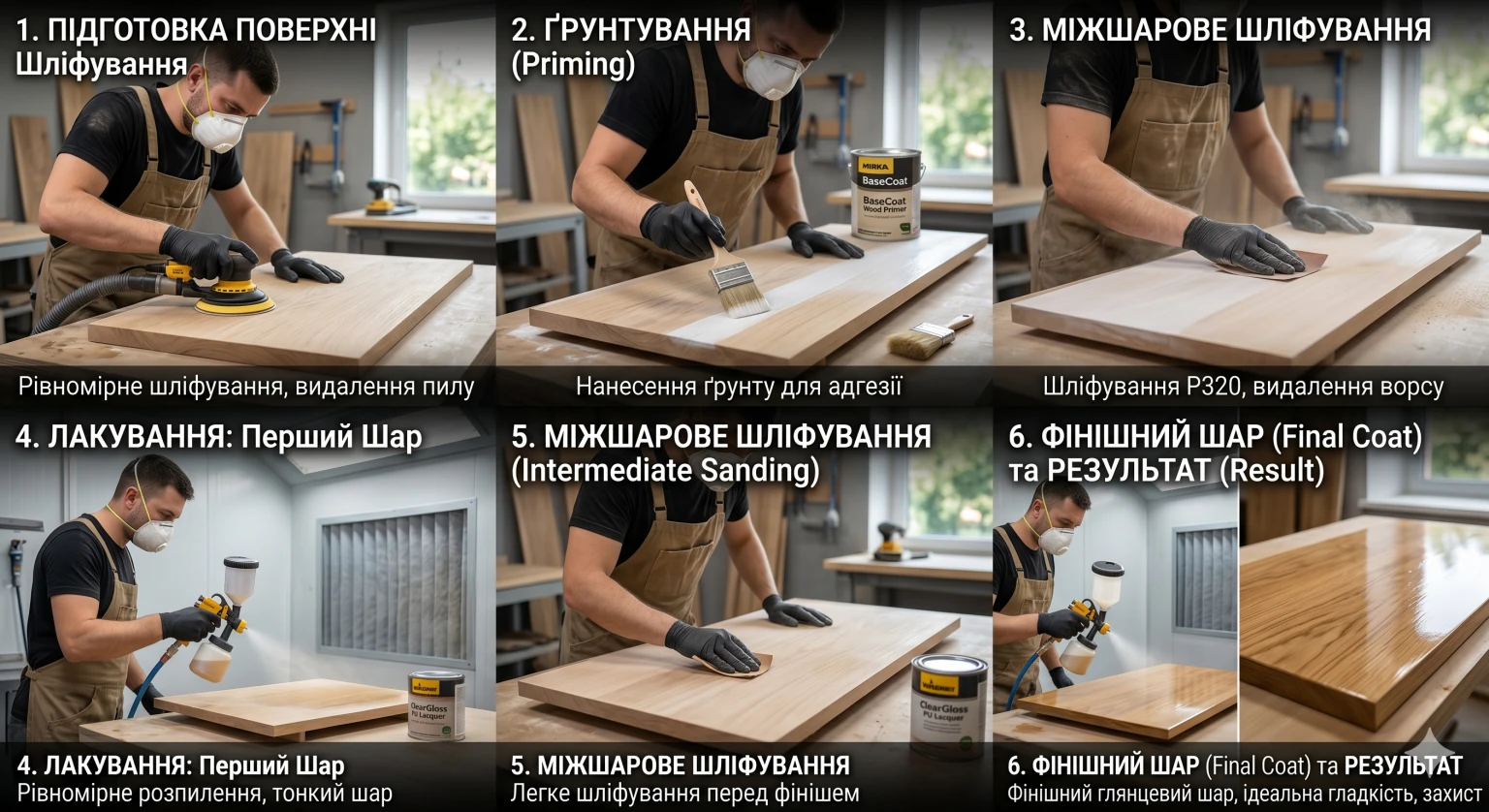 Технологія ідеального лакування деревини: від підготовки до фінішного шару