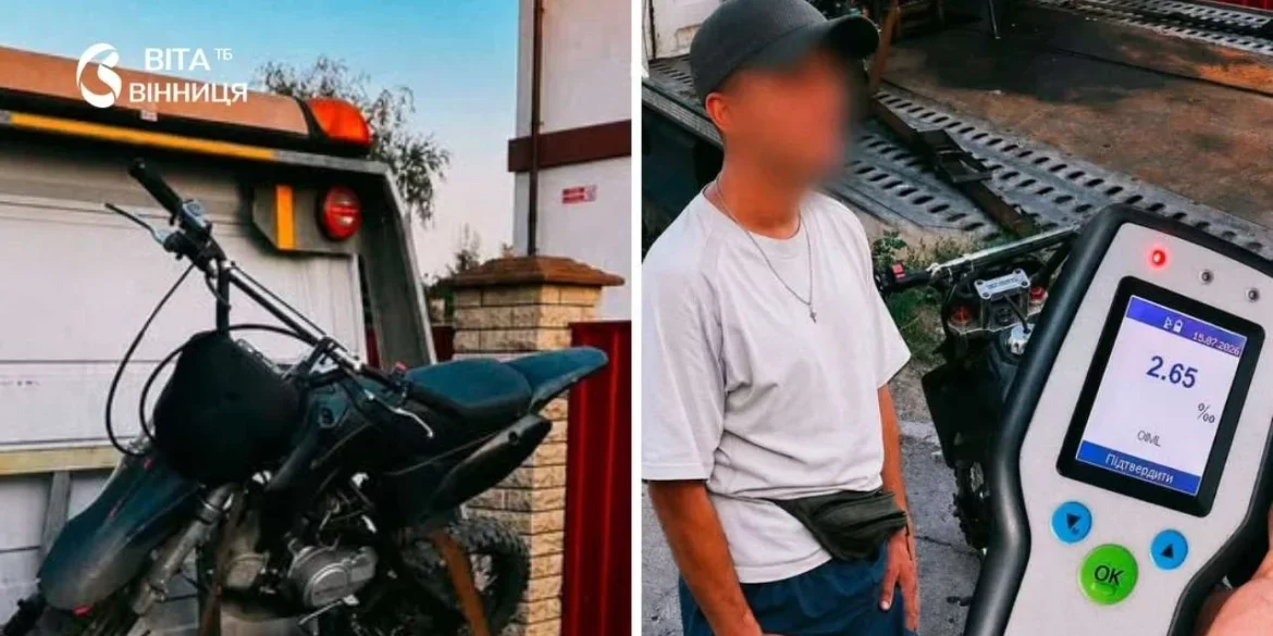 Патрульні у Вінниці затримали мотоцикліста у стані екстремального сп’яніння